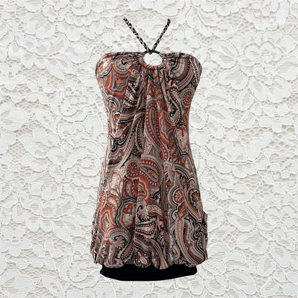 vintage y2k halter bubble hem mini dress